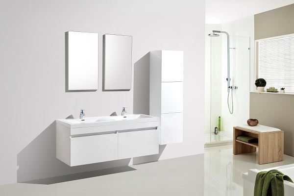 Vetto White Bathroom Cabinet With Wavy Double Basins 1440 Mm L 2