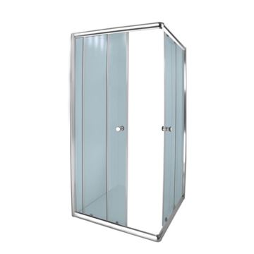 Picture of JHB AQUA LUX square shower enclosure, corner entry, 5 mm tempered glass, Bright Chrome rails