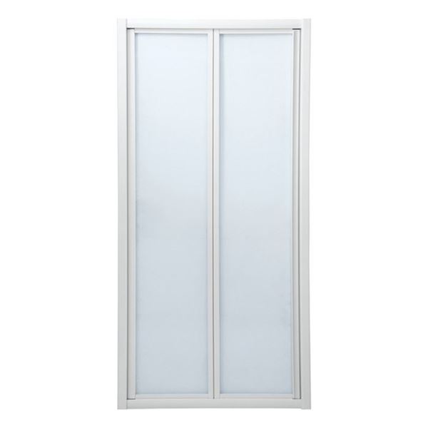 Picture of JHB Bi-Folder Shower Door, 900 x 1850 mm H, 5 mm tempered glass, white frame