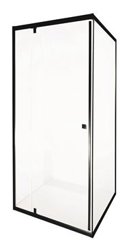 Picture of JHB SIERRA BLACK square semi frameless shower 900 x 900 x 1850 mm H with PIVOT door