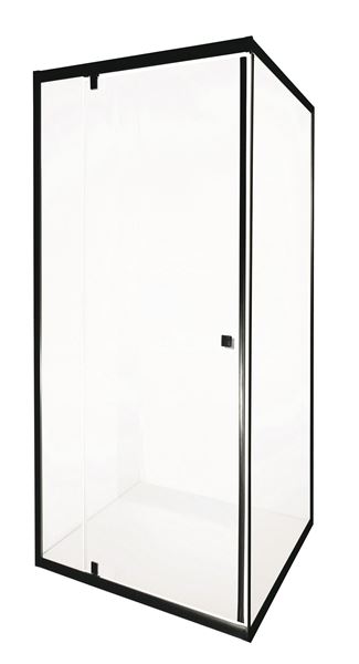 Picture of JHB SIERRA BLACK square semi frameless shower 900 x 900 x 1850 mm H with PIVOT door