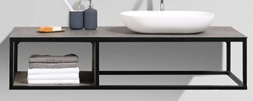 Picture of Picasso bathroom vanity 1310 mm L, black iron frame, Stone Ash counter and basin, FREE delivery to JHB and Pretoria