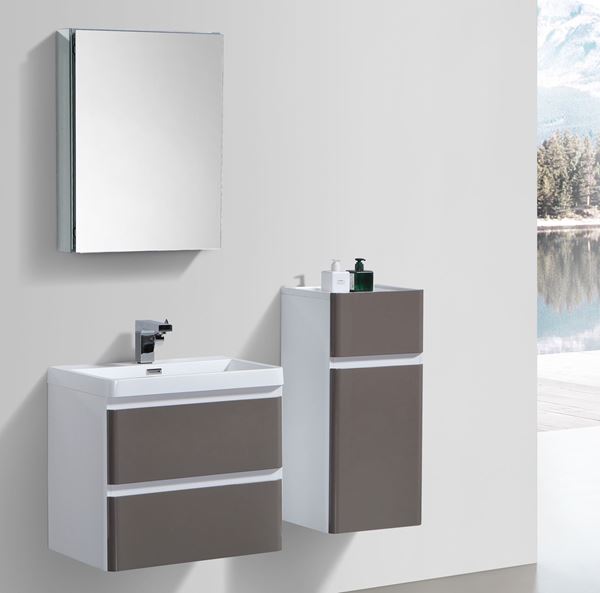 GREY And WHITE Contemporary Bathroom Cabinet 600 Mm L 2 Drawers