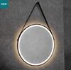 Picture of Black framed LED Mirror 700 mm diameter with demister, Black Straps 