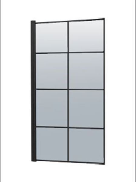 Picture of JHB Blanca BLACK Bath Shower Screen with 8 panels, 800 mm  W x 1400 mm H