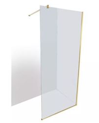 Picture of JHB Botev GOLD Walk-In shower screen 900 x 2000 x 8 mm tempered glass with  U channel  & 1 shower arm