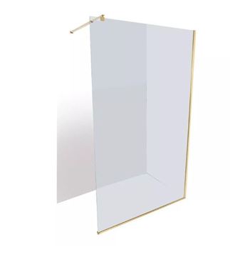 Picture of JHB Amaro GOLD Walk-In shower screen 1200 x 2000 x 8 mm tempered glass with  U channel  & 1 shower arm