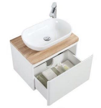 Picture of Lazio 600 mm Bathroom cabinet with 1 drawer, wooden countertop and basin, FREE delivery to JHB and Pretoria