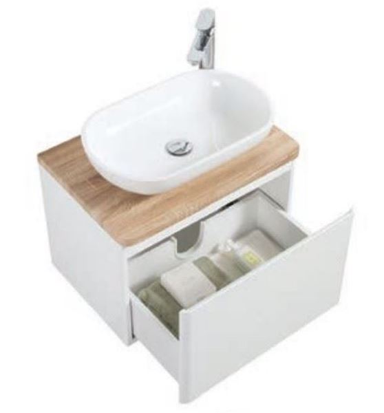 Picture of Lazio 600 mm Bathroom cabinet 1 drawer, wooden countertop and basin, DELIVERED to MAIN cities