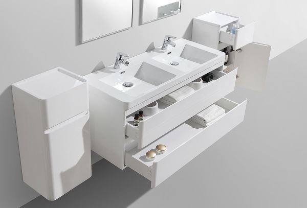 Picture of Milan 1200 mm WHITE double bathroom cabinet SET, 2 drawers, DELIVERED to MAIN cities