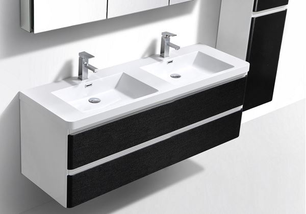 Picture of Milan 1200 mm BLACK and WHITE double bathroom cabinet SET, 2 drawers, FREE delivery to JHB and Pretoria 