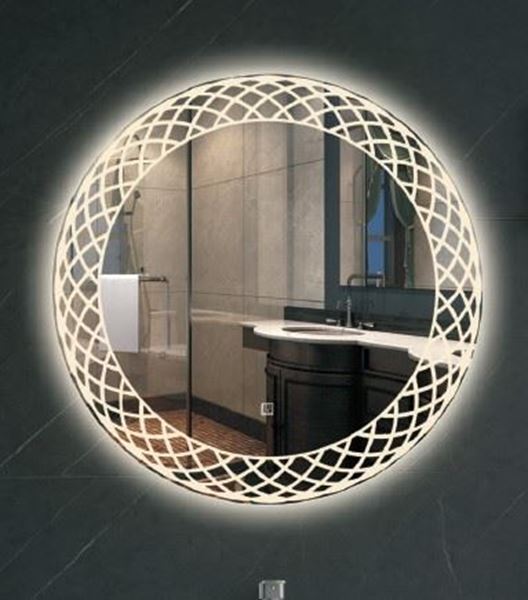 Picture of Round LED Mirror 600 mm diameter, Frost design, Touch up Light Switch 