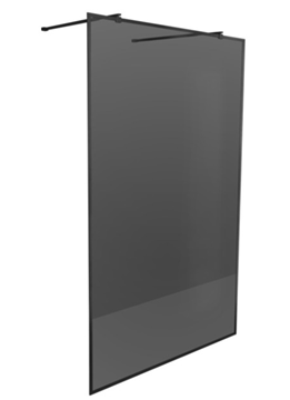 Picture of Ossa BLACK framed Freestanding shower screen 1200 x 2000 x 8 mm SMOKED tempered glass with 2 extendable arms