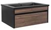 Picture of JHB Sale Bijiou Vague Noire Walnut Bathroom Cabinet with BLACK basin and Black sides, 800 mm L 