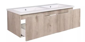 Picture of JHB Sale Bijiou Nautique OAK finish double Bathroom Cabinet with fluted design, 1200 mm L 