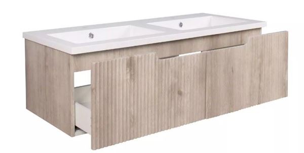 Picture of JHB Sale Bijiou Nautique OAK finish double Bathroom Cabinet with fluted design, 1200 mm L 