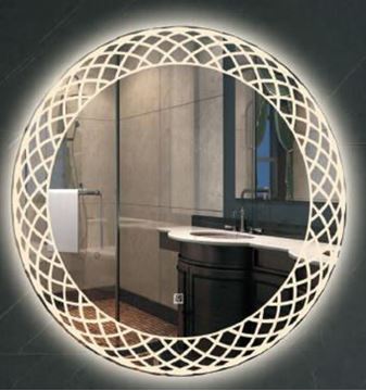 Picture of Round LED Bathroom Mirror 800 mm diameter with 3 functions, Frost design, Ref KW17F3