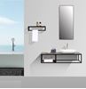 Picture of Picasso bathroom vanity 1310 mm L, black iron frame, Stone Ash counter, mirror and shelf, DELIVERED to Main Cities