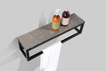 Picture of Picasso shelf Black iron frame and HPL Stone Ash textured panel, DELIVERED to Main Cities